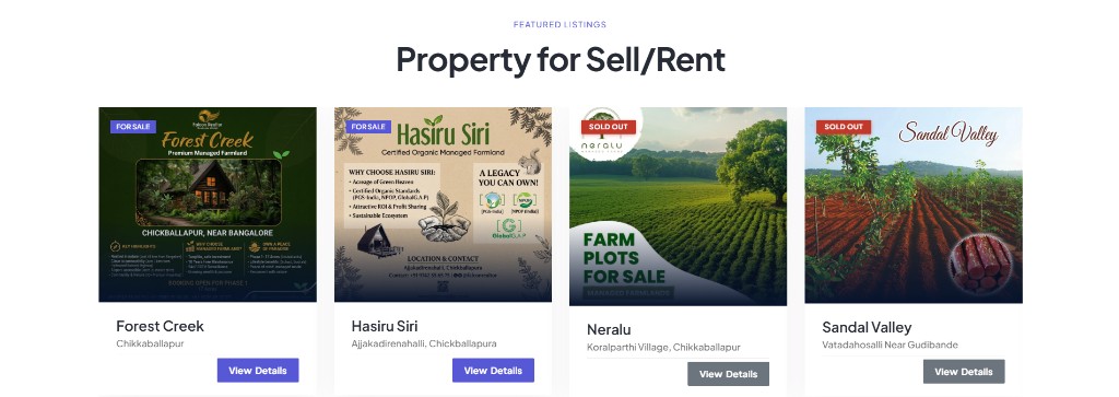 Falcon Realtor — property listings with status badges